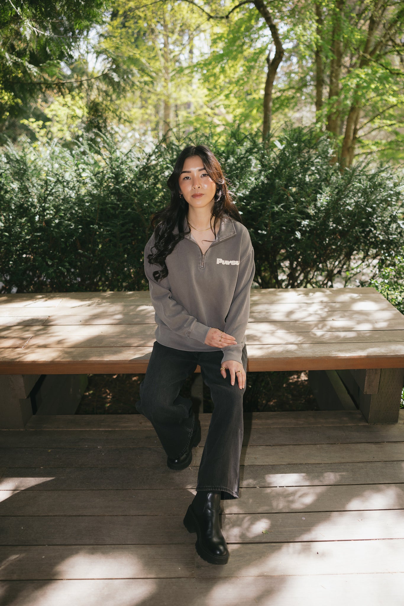 Abundant Grey 3/4 Zip Womens Sweatshirt